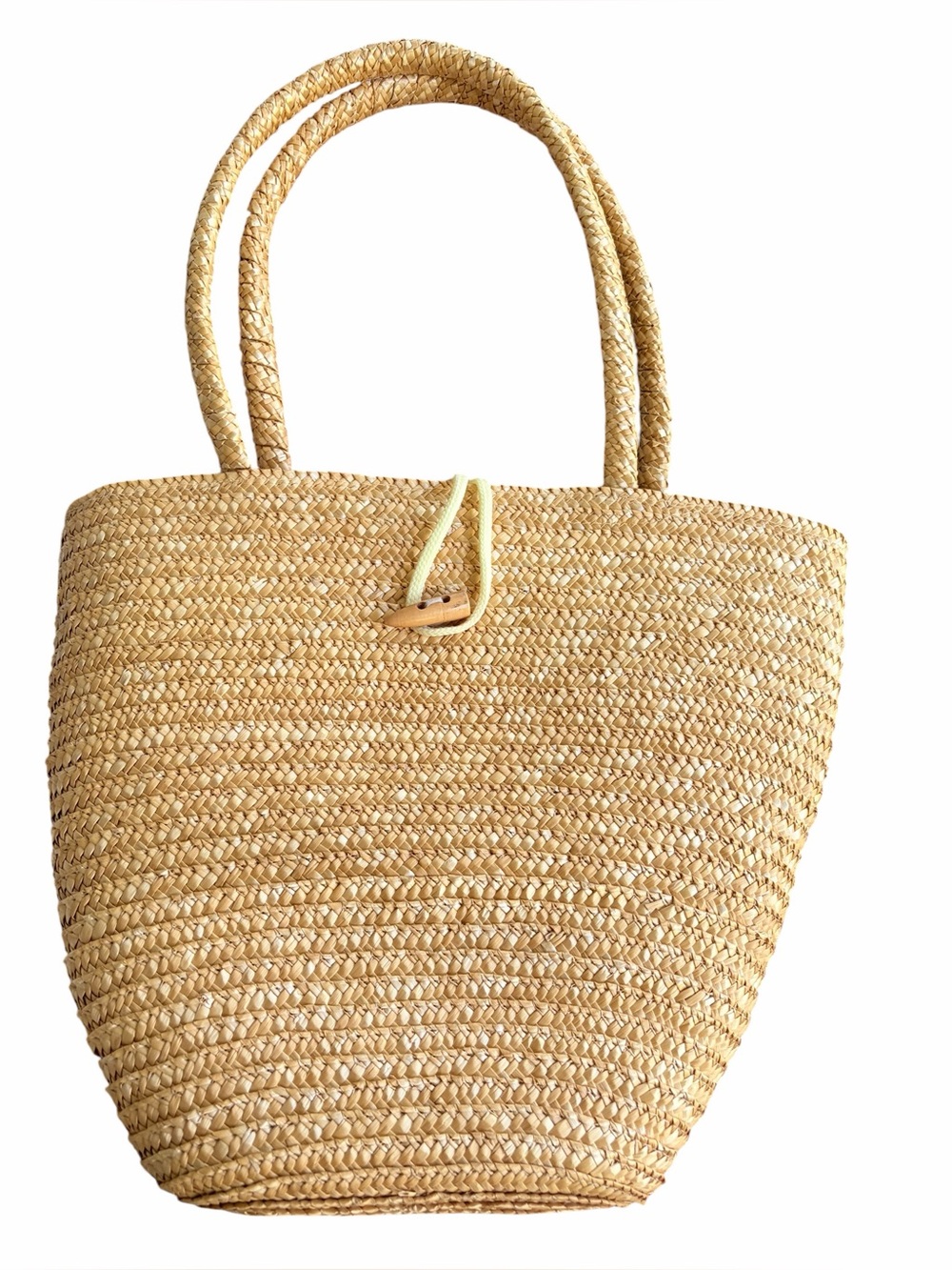 Straw Woven Tote Bag - Natural Beige Boho Chic Beach Tote